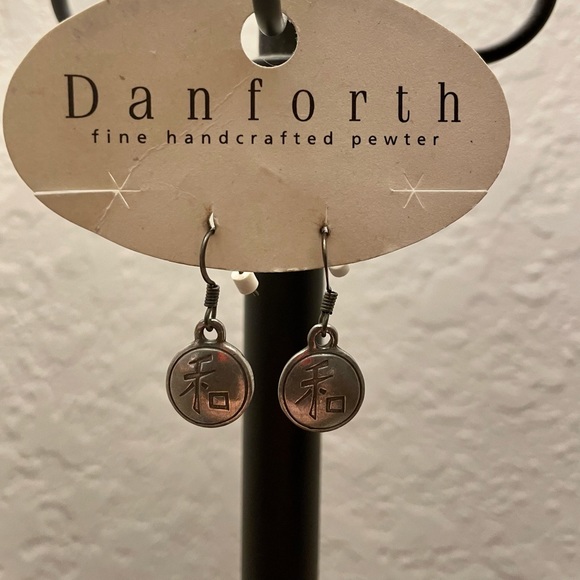 NWOT Danforth Pewter Engraved Earrings - Picture 1 of 8